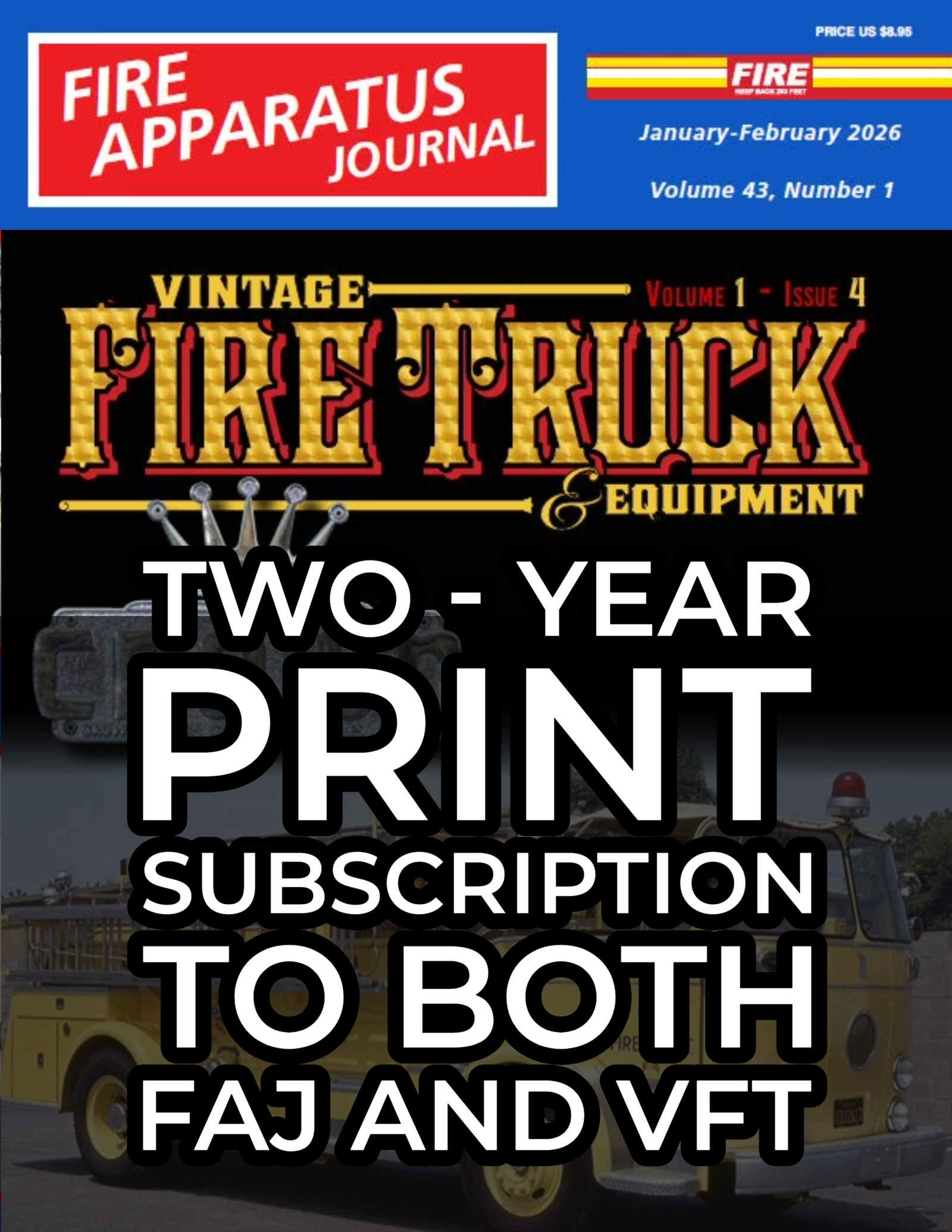 vintage fire truck + faj 1 year print subscription vintage fire truck + faj 1 year print subscription
