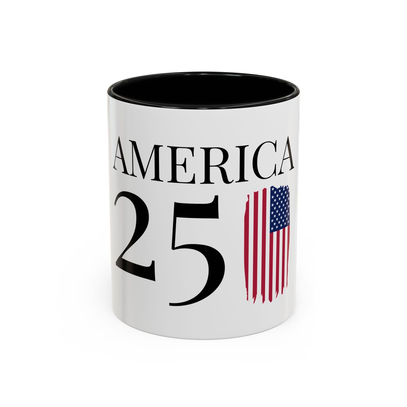 America 25 Coffee Mug — Patriotic USA Flag Accent Ceramic Mug (11/15oz)